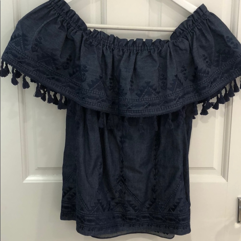 Parker Denim colored off the shoulder shirt
